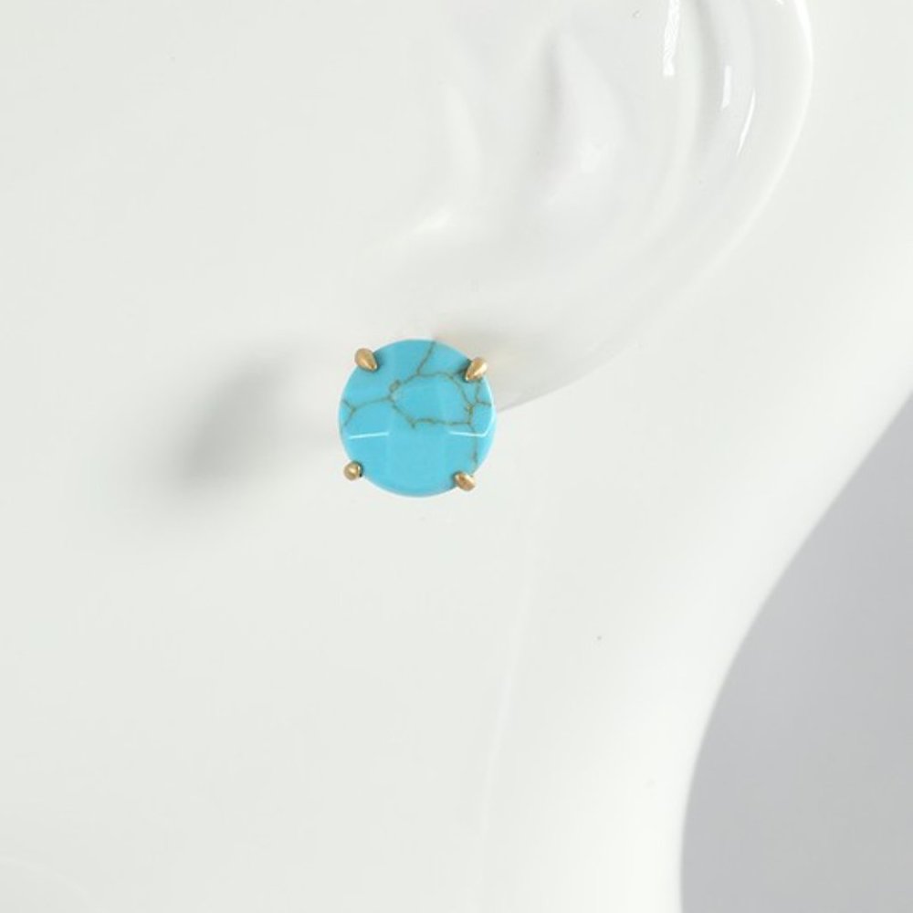Turquoise Natural Stone Stud Earrings - Picture 2 of 3